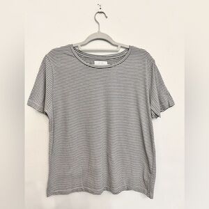 OVERSIZED OAK + FORT STRIPED WHITE & BLACK T-SHIRT - SIZE LARGE